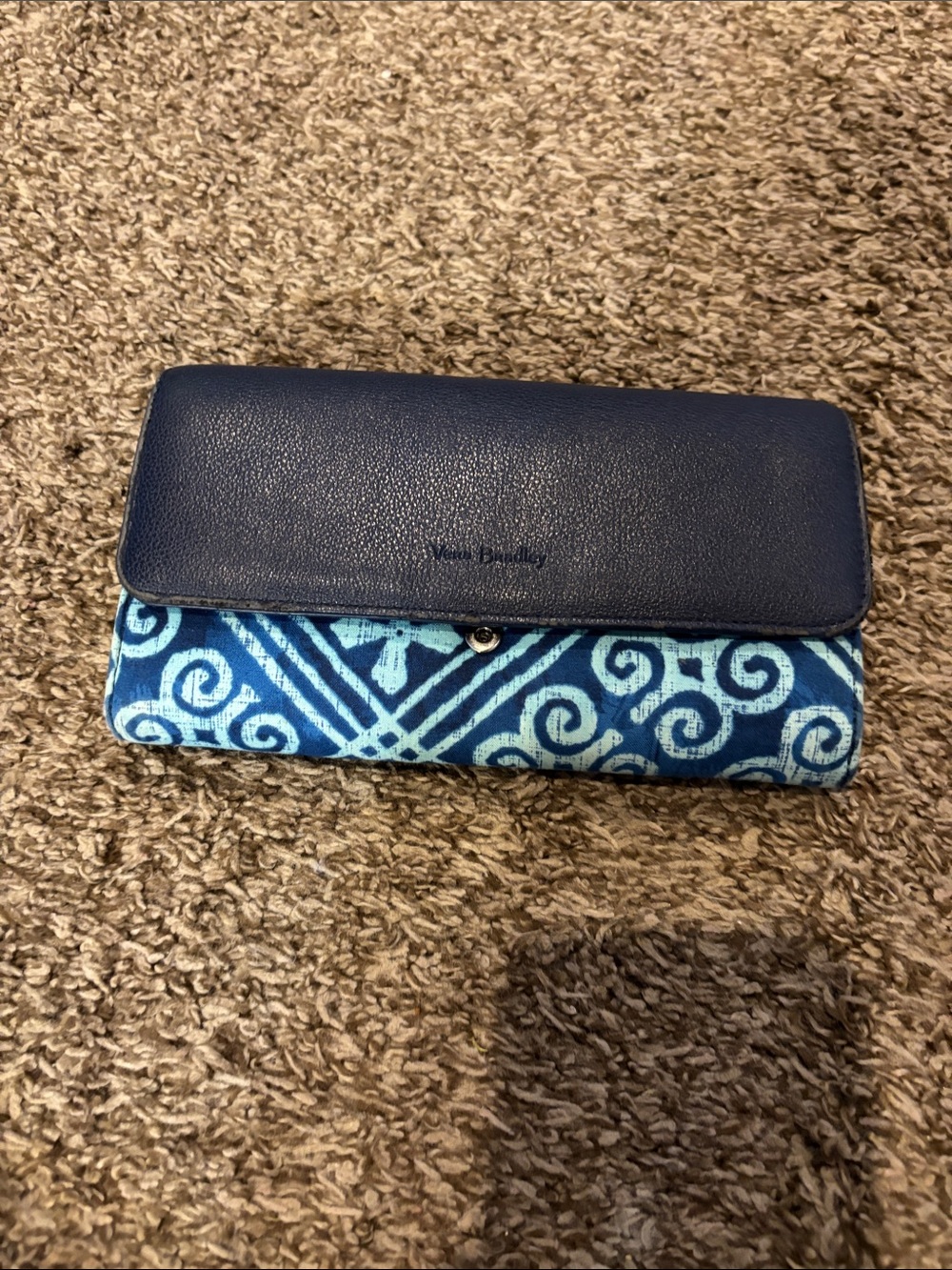 Vera Bradley Navy and Light Blue Patterned Continental Wallet
